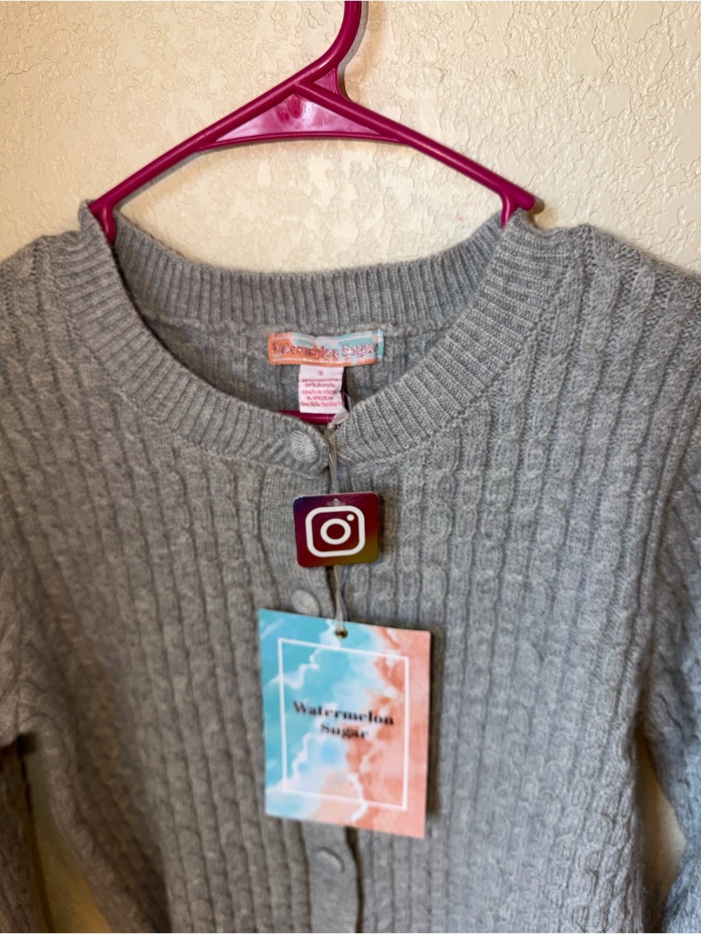 Classic Ribbed Gray Button-Front Cardigan Sweater - Picture 4 of 4